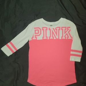 PINK 3/4 sleeve lightweight t-shirt bright and stylish XS